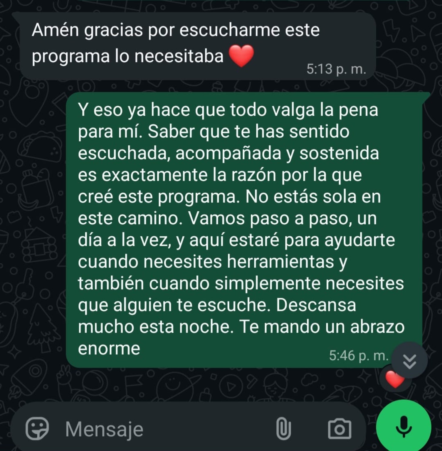 Mensaje de una madre sobre el acompañamiento recibido